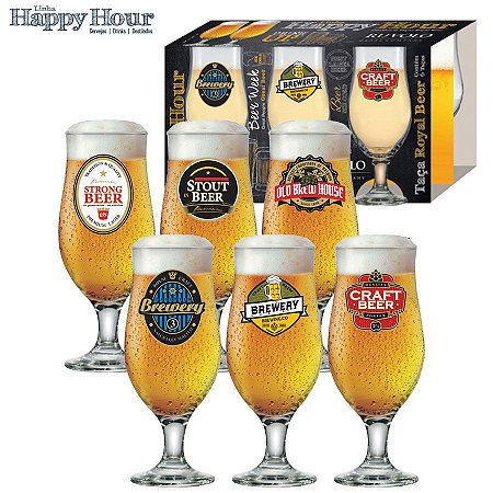 Ruvolo Jogo de Taças Royal Beer Happy Hour 330ml 6Pçs