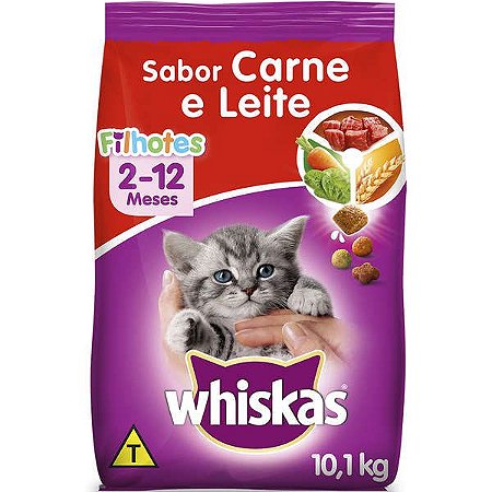Whiskas Ração Filhotes Carne/Leite 10,1KG