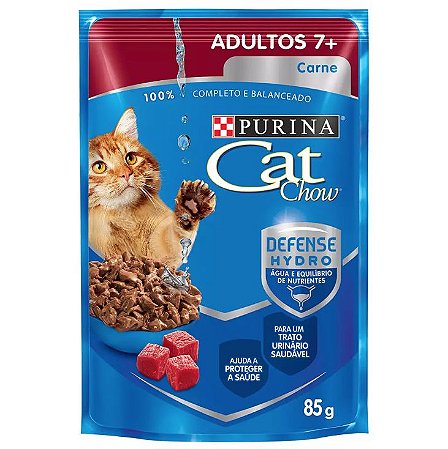 Purina Sachê Cat Chow Adulto 7+ Carne ao Molho 85g