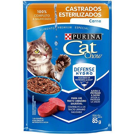 Purina Cat Chow Sachê Gatos Castrados Carne ao Molho 85g