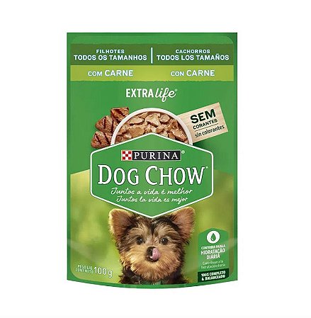 Purina Dog Chow Filhote Raças Pequenas Carne/Leite/Arroz 100g