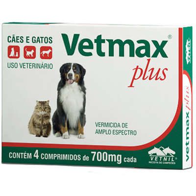 Vetmax Plus Vermífugo 4 Comprimidos 700MG