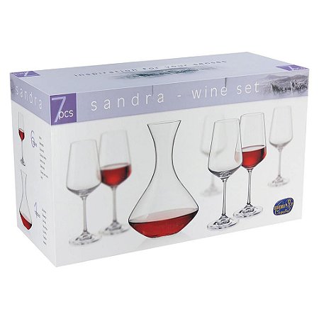 Cristalin Jogo Decanter 1,5L e Taças 350mL Sandra 7Pçs