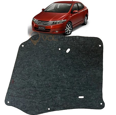 Forro Manta Acústica do Capô Honda City 2009 2010 2011 2012 2013 2014 Automotiva Isolante Adesivado com Presilhas Modelo Original