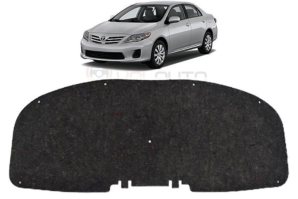 Forro Manta Acústica do Capô Toyota Corolla 2009 2010 2011 2012 2013 2014 Automotiva Isolante Adesivado com Presilhas Modelo Original