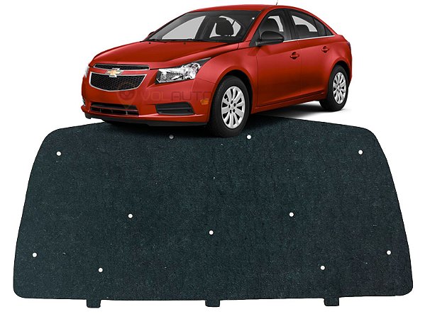 Forro Manta Acústica do Capô Chevrolet Cruze 2009 2010 2011 2012 2013 2014 2015 2016 Automotiva Isolante Adesivado com Presilhas Modelo Original