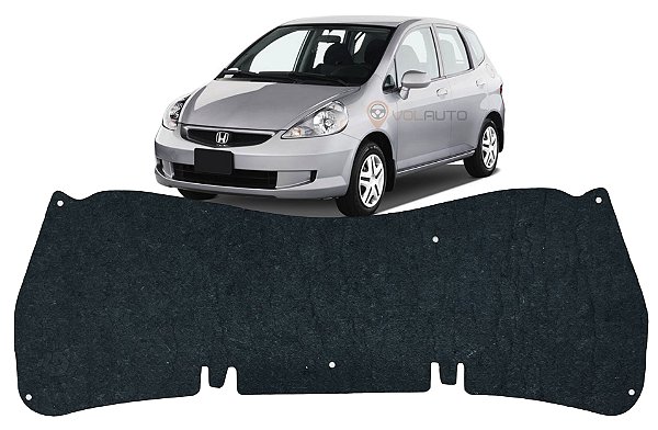 Forro Manta Acústica do Capô Honda Fit 2004 2005 2006 2007 2008 Automotiva Isolante Adesivado com Presilhas Modelo Original