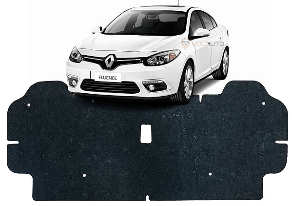 Forro Manta Acústica do Capô Renault Fluence 2011 2012 2013 2014 2015 2016 2017 2018 Automotiva Isolante Adesivado com Presilhas Modelo Original