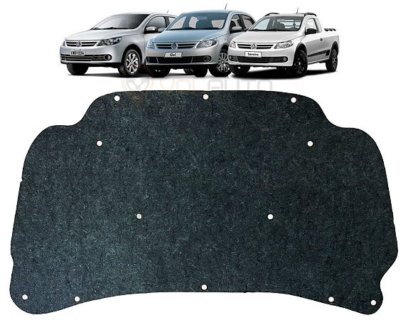 Forro Manta Acústica do Capô Volkswagen Gol Saveiro Voyage G5 2009 2010 2011 2013 Automotiva Isolante Adesivado com Presilhas Modelo Original