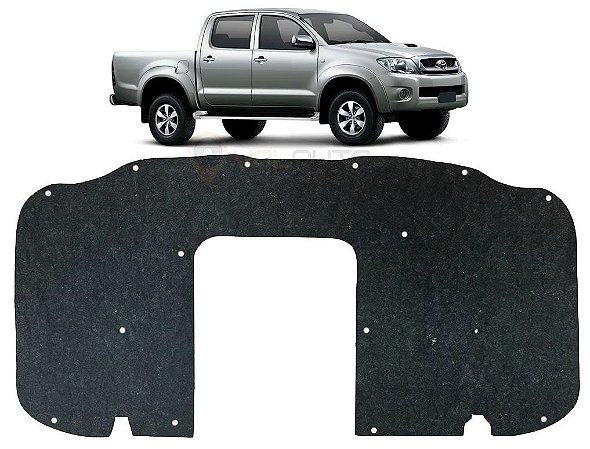 Forro Manta Acústica do Capô Toyota Hilux 2005 à 2011 Automotiva Isolante Adesivado com Presilhas Modelo Original
