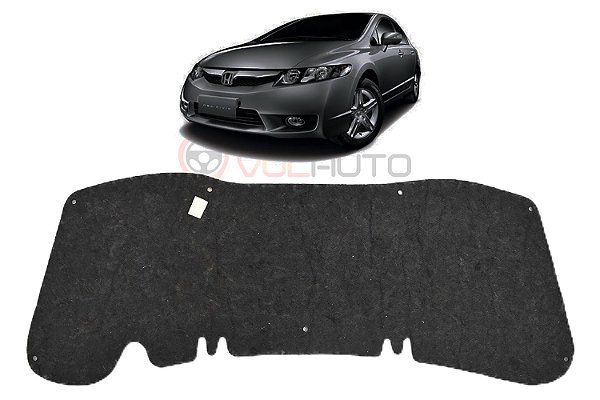 Forro Manta Acústica do Capô Honda New Civic 2007-2011 Automotiva Isolante Adesivado com Presilhas Modelo Original