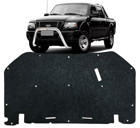 Forro Manta Acústica do Capô Ford Range 2005 2006 2007 2008 2009 Automotiva Isolante Adesivado com Presilhas Modelo Original