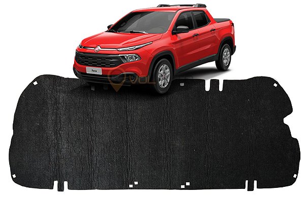 Forro Manta Acústica do Capô Fiat Toro 2016 2017 2018 2019 2020 2021 Automotiva Isolante Adesivado com Presilhas Modelo Original