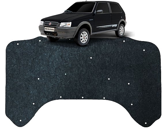 Forro Manta Acústica do Capô Fiat Uno Fiorino 2005 à 2013 Automotiva Isolante Adesivado com Presilhas Modelo Original