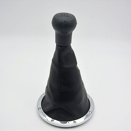 Kit Coifa de Alavanca Com Manoplas de Câmbio Carro Volkswagen Gol G3 1999-2005 Com Bola / SEM RESINA / Cor: PRETO (C/ ARO CROMADO)