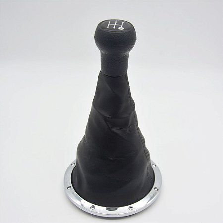Kit Coifa de Alavanca Com Manoplas de Câmbio Carro Volkswagen Gol G3 1999-2005 Com Bola / RESINA PRETA / Cor: PRETO (C/ ARO CROMADO)