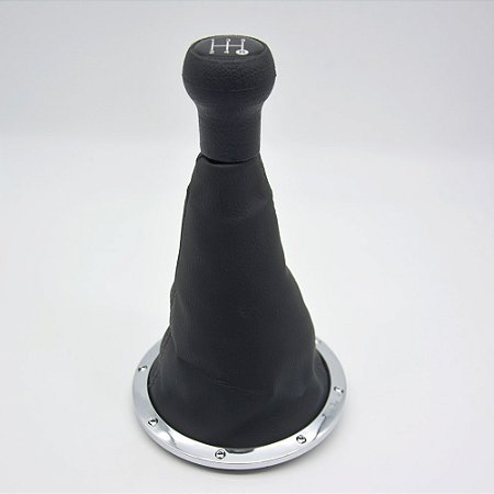 Kit Coifa de Alavanca Com Manoplas de Câmbio Carro Volkswagen Gol G3 1999-2005 Com Bola / ARO CROMADO / Cor: GRAFITE RESINA PRETA