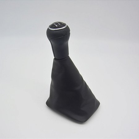 Kit Coifa de Alavanca Com Manoplas de Câmbio Carro Volkswagen Gol / Parati / Saveiro 1987-1999 Base Curta Com Bola / Cor: PRETO ARO CROMADO