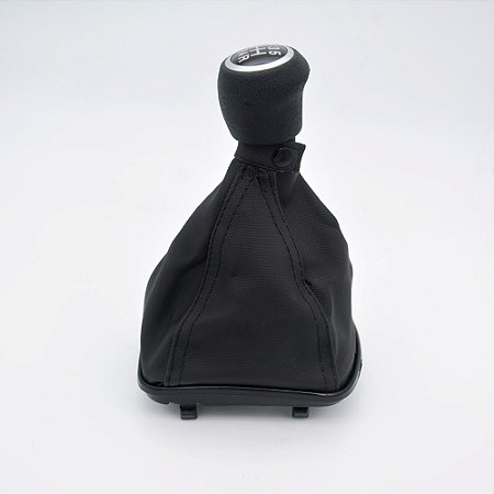 Kit Coifa de Alavanca Com Manoplas de Câmbio Carro Fiat Punto 2008-2017 / Linea 2009-2016 Com Base Preta Com Bola Preta / Cor: PRETA - ANEL PRATA