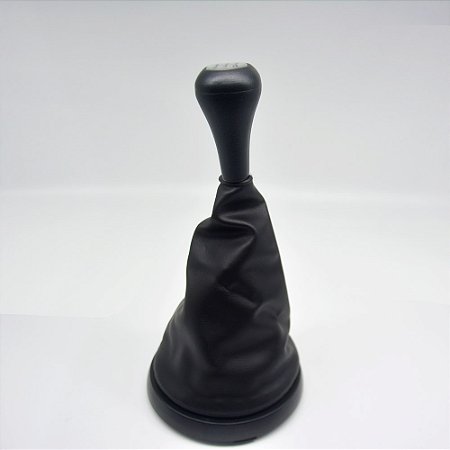 Kit Coifa de Alavanca Com Manoplas de Câmbio Carro Ford Fiesta 2003-2011 Com Aro Preto Com Bola / Cor: PRETA - RES. PRATA