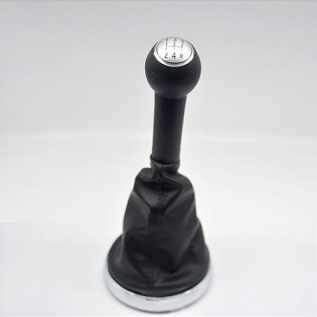 Kit Coifa de Alavanca Com Manoplas de Câmbio Carro Ford Ecosport 2003-2011 Com Aro Cromado Com Bola / Cor: PRETO - LENTE PRETA