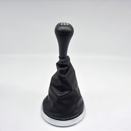 Kit Coifa de Alavanca Com Manoplas de Câmbio Carro Ford Fiesta 2003-2011 Com Aro Cromado Com Bola / Cor: PRETO - RES. PRETA