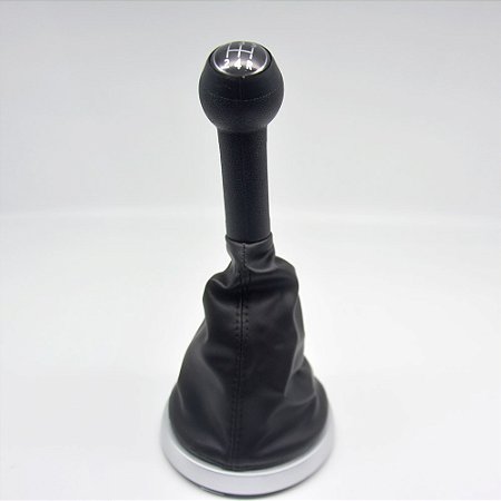 Kit Coifa de Alavanca Com Manoplas de Câmbio Carro Ford Ecosport 2003-2006 Com Aro Prata Com Bola / Cor: PRETO - LENTE PRETA