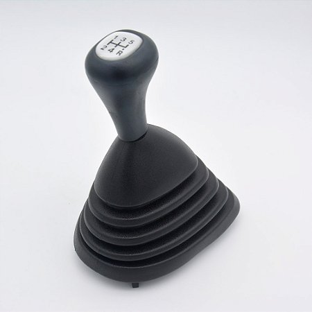 Kit Coifa de Alavanca Com Manoplas de Câmbio Carro Ford Fiesta Street 2001-2006 / Courier 2001-2013 Com Bola Com Base / Cor: PRETA - RESINA PRATA