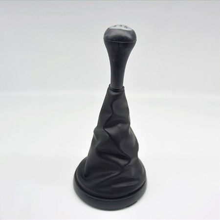 Kit Coifa de Alavanca Com Manoplas de Câmbio Carro Ford Fiesta 2003-2011 Com Aro Preto Com Bola Preta / Cor: PRETA - LENTE PRATA