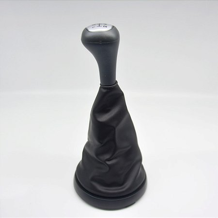 Kit Coifa de Alavanca Com Manoplas de Câmbio Carro Ford Fiesta 2003-2011 Com Aro Preto Com Bola Cinza / Cor: PRETA - LENTE PRATA