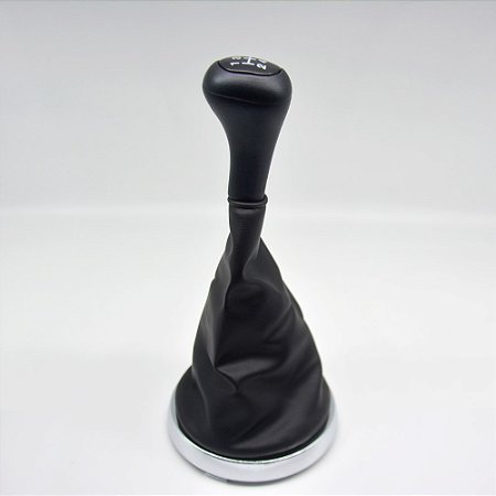 Kit Coifa de Alavanca Com Manoplas de Câmbio Carro Ford Fiesta 2003-2011 Com Aro Cromado Com Bola Preta / Cor: PRETA - LENTE PRETA