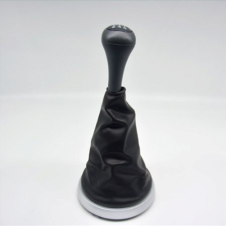 Kit Coifa de Alavanca Com Manoplas de Câmbio Carro Ford Fiesta 2003-2011 Com Aro Prata Com Bola Cinza / Cor: PRETA - LENTE PRETA