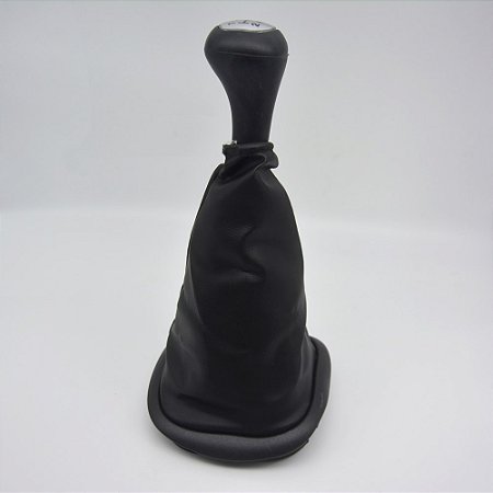 Kit Coifa de Alavanca Com Manoplas de Câmbio Carro Ford KA 1996-2000 Com Base Com Bola Preta / Cor: PRETA - LENTE PRATA