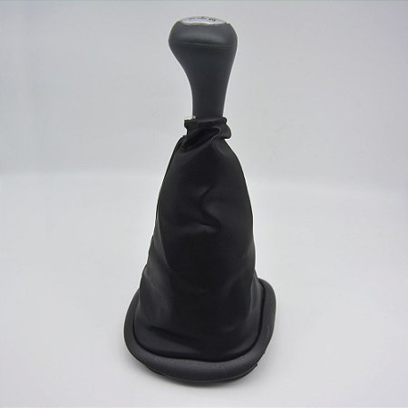 Kit Coifa de Alavanca Com Manoplas de Câmbio Carro Ford KA 1996-2000 Com Base Com Bola Cinza / Cor: PRETA - LENTE PRATA
