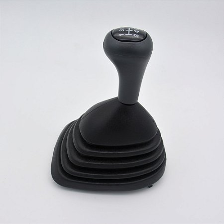 Kit Coifa de Alavanca Com Manoplas de Câmbio Carro Ford Fiesta Street 2001-2006 / Courier 2001-2013 Com Base Com Bola Cinza / Cor: PRETA - LENTE PRETA