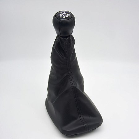 Kit Coifa de Alavanca Com Manoplas de Câmbio Carro Chevrolet Vectra 1997-2005 5M Com Base Com Bola / Cor: PRETO - LENTE PRETA