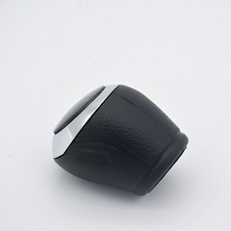 Kit Coifa de Alavanca Com Manoplas de Câmbio Carro Chevrolet Onix / Prisma 2013-2019 PRETA COM CINZA BASE PRETA / Cor: PRETA  CROMADA (ENC. PRESSÃO)