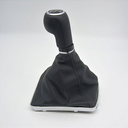 Kit Coifa de Alavanca Com Manoplas de Câmbio Carro Chevrolet Vectra 2006-2008 Base Cromada Com Bola Preta Aro Cromado / Cor: PRETO