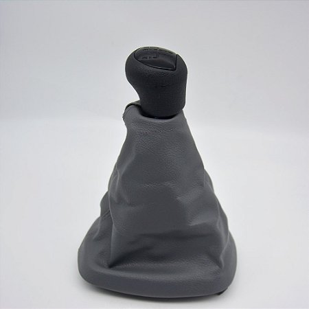 Kit Coifa de Alavanca Com Manoplas de Câmbio Carro Renault Clio 2000-2016 CINZA Com Base / Cor: TAMPA PRETA - BOLA PRETA