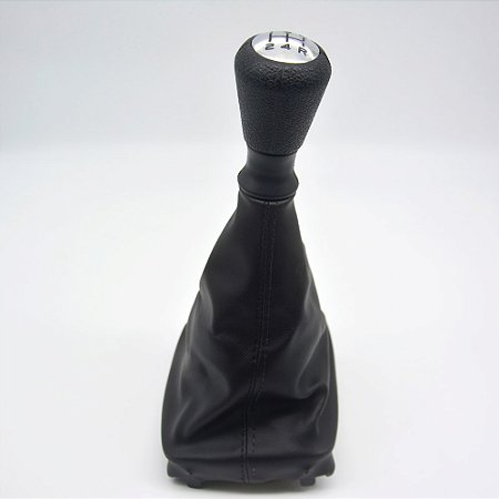 Kit Coifa de Alavanca Com Manoplas de Câmbio Carro Peugeot 2000-2015 PRETO Com Base Com Bola CROMADA/ Cor: PRETA