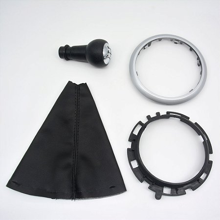 Kit Coifa de Alavanca Com Manoplas de Câmbio Carro Citroen C3 2004-2012 Com Base Com Bola Tampa CROMADA / Cor: ARO PRATA