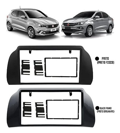 Moldura 2 Din Painel Multimídia Mp5 Black Piano Cronos Argos 2017 2018 2019 2020 2021 2022