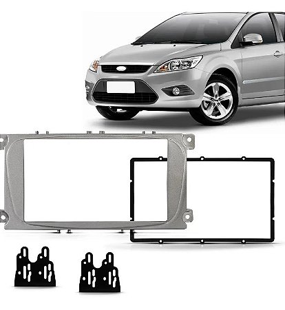 Moldura 2 Din Modelo Painel Ford Focus Prata Ano 2009 2010 2011 2012 2013