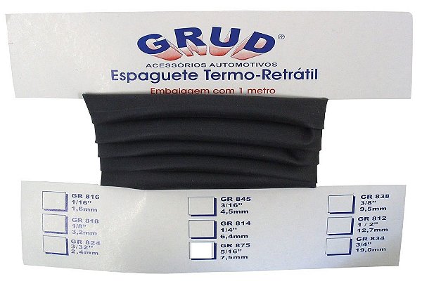 Termo Retratil GR 816 1/16" 1,6mm Preto