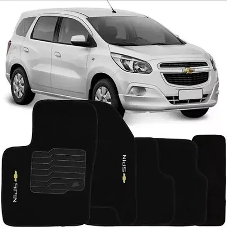 Jogo De Tapetes Carpete Preto Gm Spin 2012-18 Personalizado