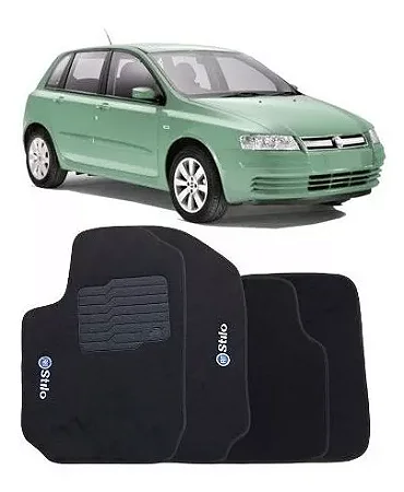 Jogo De Tapetes Logo Fiat Azul Stilo 2003 Até 2007