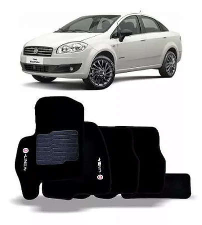 Jogo De Tapete Carpete Fiat Linea Fita Preta 2008 A 2016