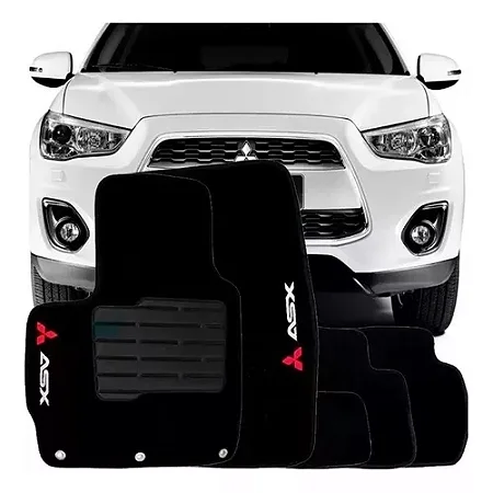 Jogo Tapete Carpete Logo Bordado Mitsubishi Asx 2010 2011 2