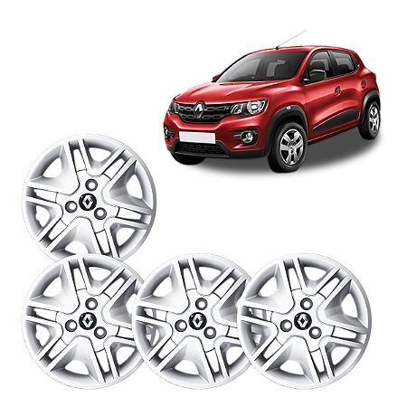 Jogo 4 calotas Aro 14 Modelo Kwid 2018 2019 2020 Cubo Padrão + Emblema Resinado