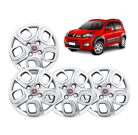 Jogo 4 Calota  Universal Aro 14p Mod Uno Way 2015/16 (cubo Baixo) Parafuso